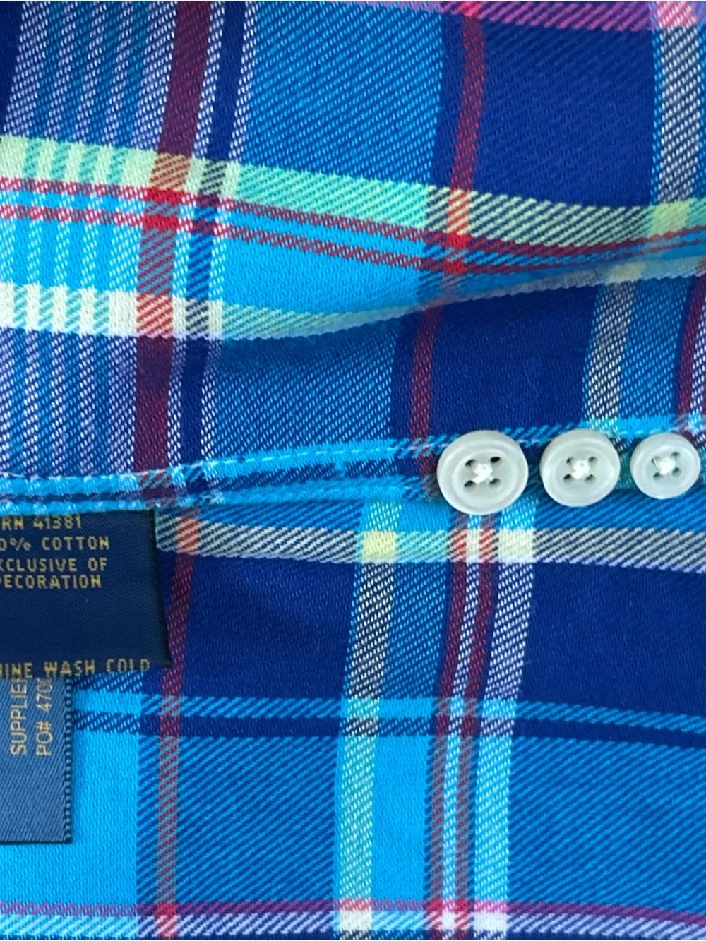 Ralph Lauren Relaxed Fit Teen Boys Size XL Long Sleeve Bold Square Plaid Button